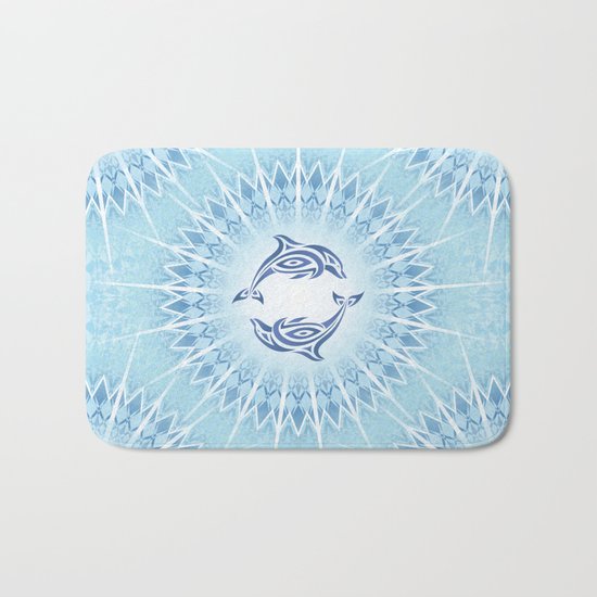 Dolphins Mandala Blue Bath Mat