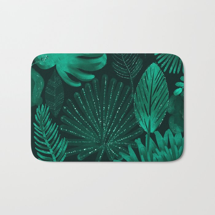 Emerald botanical - tropical ferns and palms Bath Mat