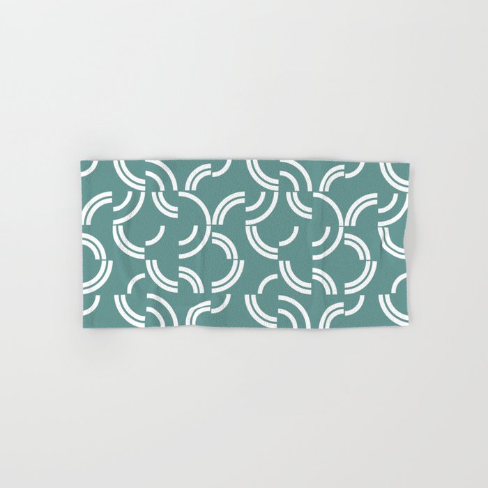 White curves on turquoise background Hand & Bath Towel