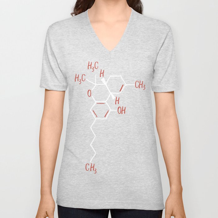 THC Fans Gift print, Cannabis Smoker Molecule Gift product V Neck T Shirt