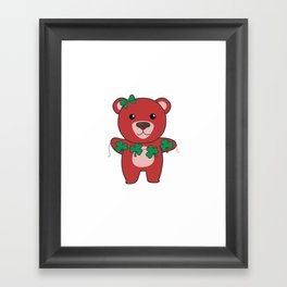Bear With Shamrocks Cute Animals For Luck Framed Art Print