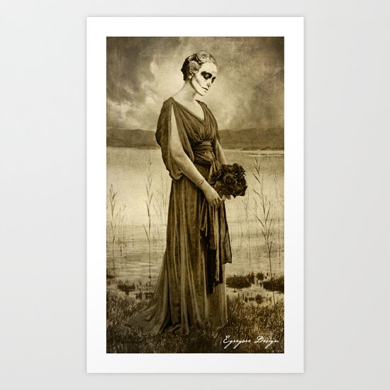 Dark Vintage Portrait: Flor de Muertos Art Print