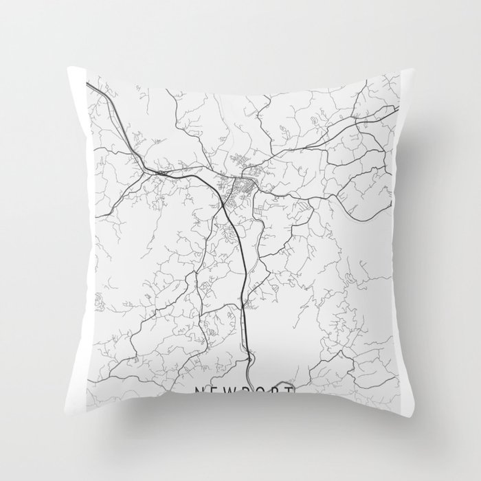 Newport Tennessee city map Throw Pillow