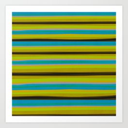 Vintage serape stripes, green & blue Art Print