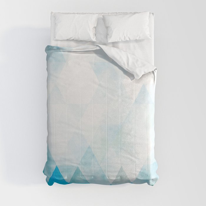 Turquoise Blue Water Triangle Pattern Comforter