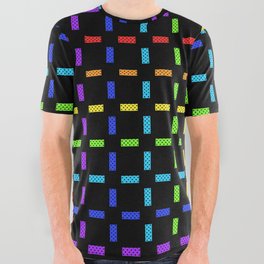 Rainbow Grid Doted Dark All Over Graphic Tee