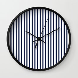 Navy Blue Candy Breton Nautical Stripe Lines Minimalist Stripes Line Drawing Wall Clock