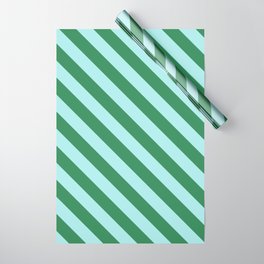 [ Thumbnail: Sea Green and Turquoise Colored Stripes/Lines Pattern Wrapping Paper ]