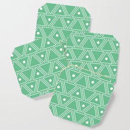 Mint and white triangles Coaster
