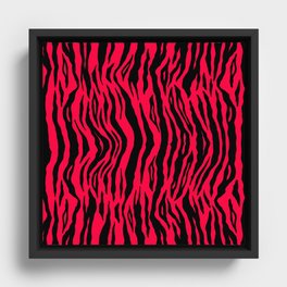 Neon Red Tiger Pattern Framed Canvas