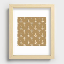 Retro Microphone Pattern on Gold Brown Recessed Framed Print