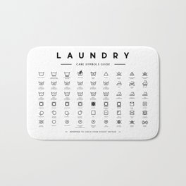 Laundry Guide Symbols Horizontal Bath Mat | Laundry Instruction, Wash Dry Fold, Clothing Care, Laundry Room Decor, Laundry Care, Washing Machine, Laundry Guide, Laundry Procedures, Laundry Symbol, Textile 