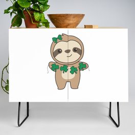 Sloth With Shamrocks Cute Animals For Luck Credenza
