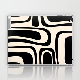 Palm Springs - Midcentury Modern Abstract Pattern in Black and Almond Cream  Laptop Skin