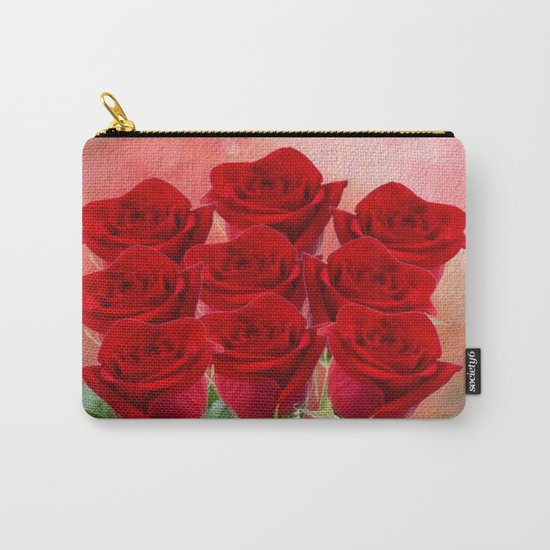 Forever My Love - Red Roses With Hearts Carry-All Pouch