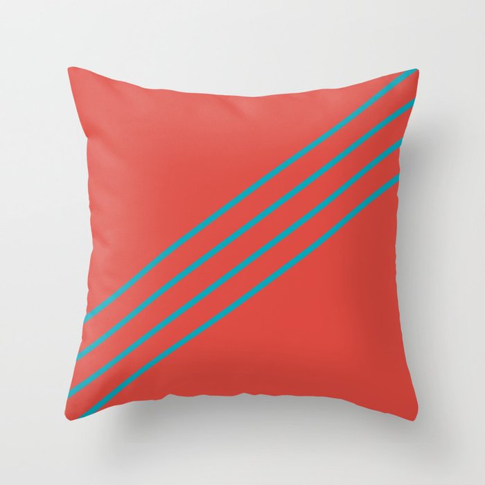 Blue-Green Red Minimal Sponge Stripe Pattern 2021 Color of the Year AI Aqua 098-59-30 Throw Pillow