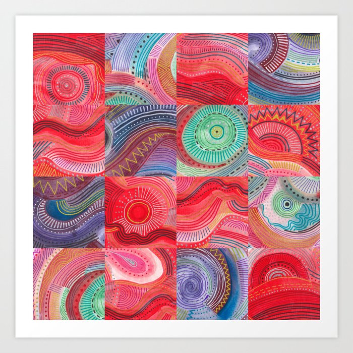 repetitive moments in air Art Print | Painting, Zentangle, Zendoodle, Drawing, Illustration, Abstract, Shape, Flow, Spiritual, Doodle