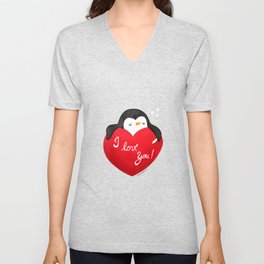 I love you Penguin V Neck T Shirt