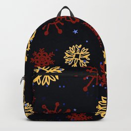 Christmas Contemporary Red And Gold Snowflakes Pattern  Backpack