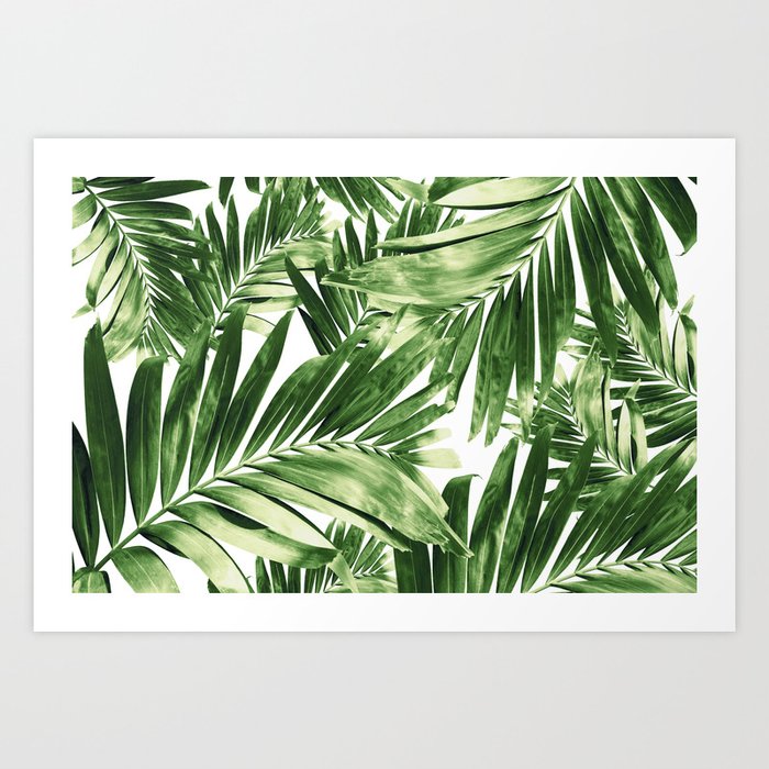 Palm Leaves Pattern Love #2 #tropical #wall #decor #art #society6 Art Print