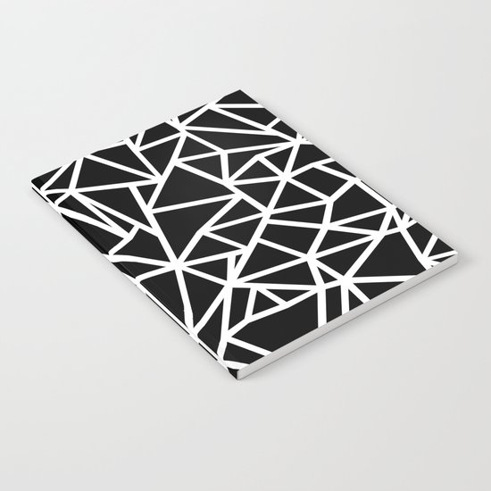 Abstract Outline Thick White on Black Notebook