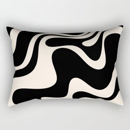 Retro Liquid Swirl Abstract in Black and Almond Cream 2 Rectangular Pillow | Black And White, Minimalist, Digital, Maximalist, Painting, Pop Art, Trippy, Aesthetic, Psychedelic, Abstract 