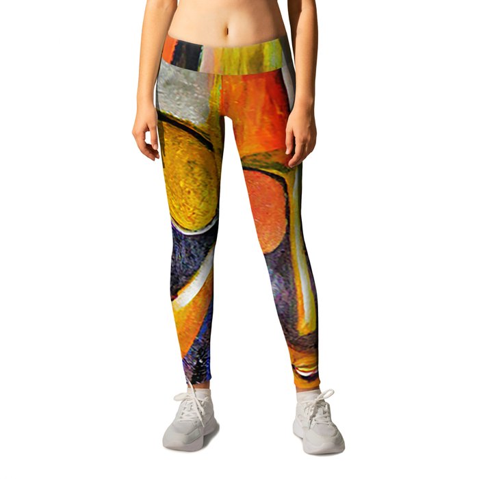 Two African Masquerade Masked Faces Leggings