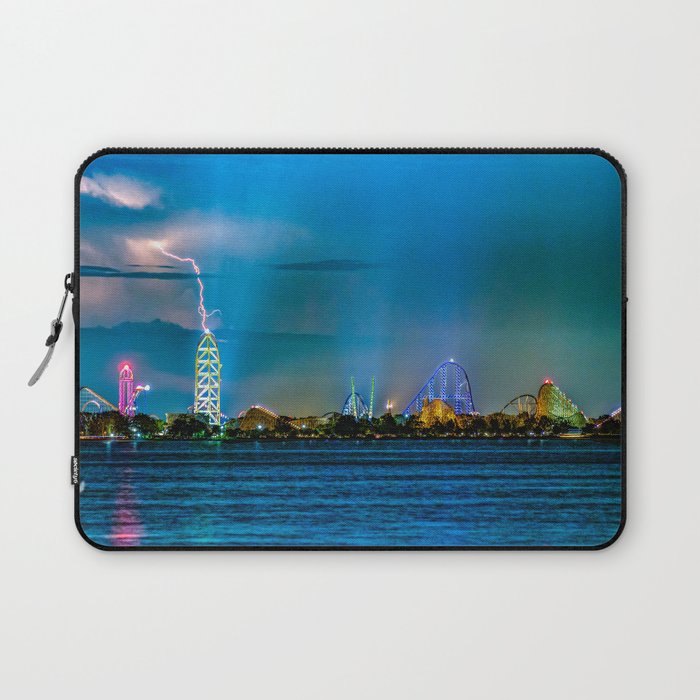 Lightning Storm Above Cedar Point Amusement Park Sandusky Ohio v2 Laptop Sleeve