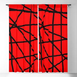 Doodle (Black & Red) Blackout Curtain