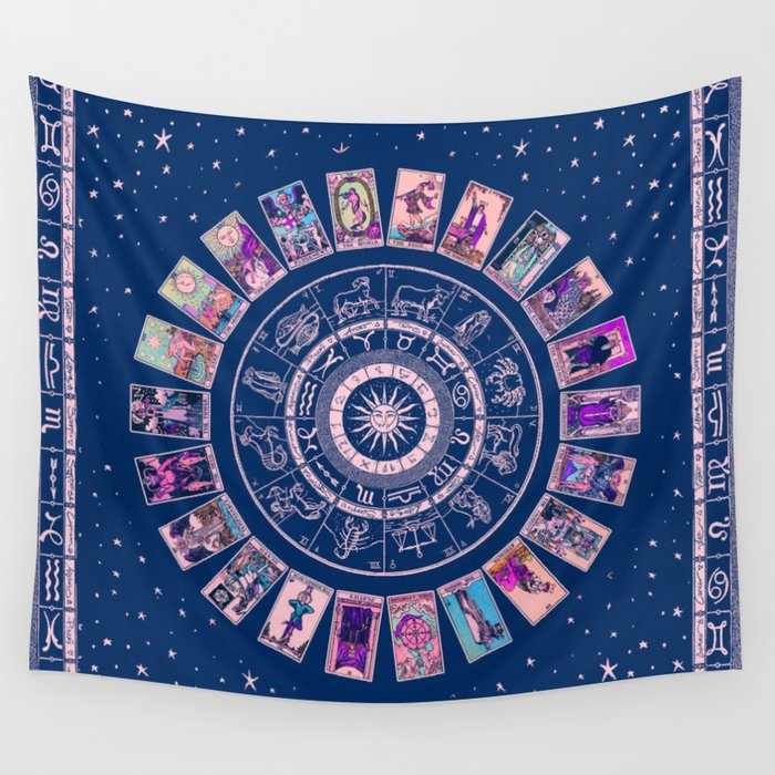 Major Arcana & Wheel of the Zodiac | Pastel Goth Wall Tapestry