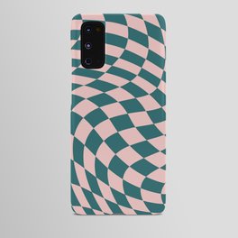 Sage green and pink swirl checker Android Case