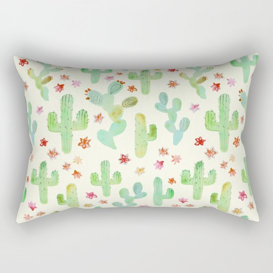 Watercolor Cacti Rectangular Pillow