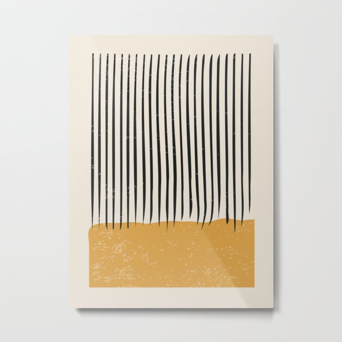 Mid Century Modern Minimalist Rothko Inspired Color Field With Lines Geometric Style Metal Print