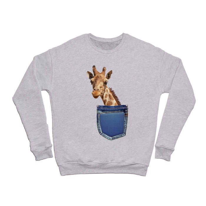 giraffe in pocket Crewneck Sweatshirt