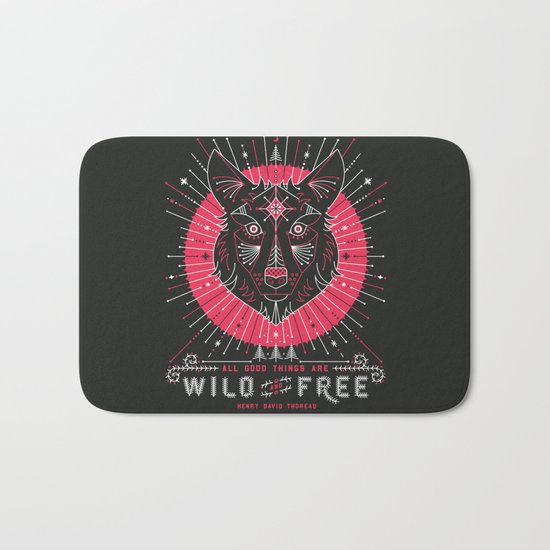 Wild & Free Wolf – Pink & Black Palette Bath Mat