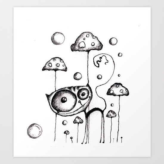 poison mushrooms (white) Art Print