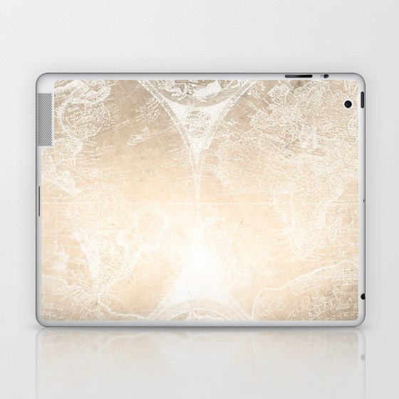 Antique World Map White Gold Laptop & iPad Skin