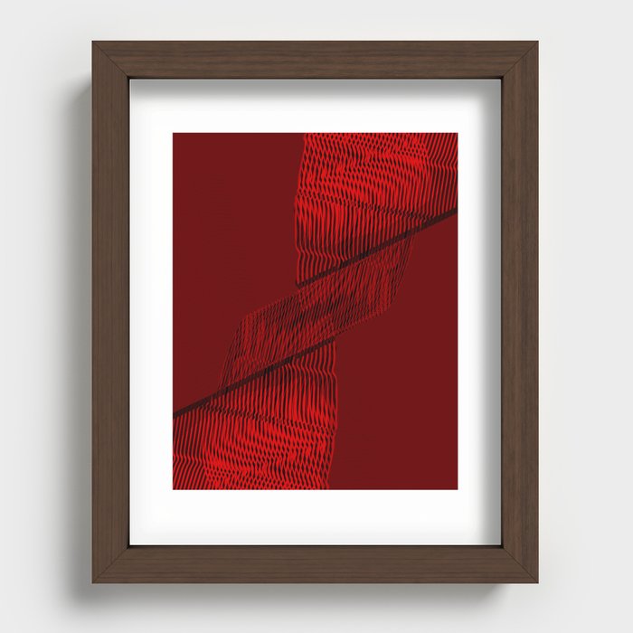 Red lines interlaced Recessed Framed Print