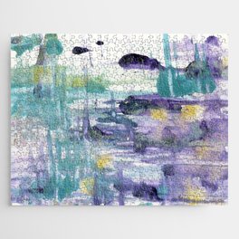 Abstract Purple Teal Watercolor Original Painting Jigsaw Puzzle