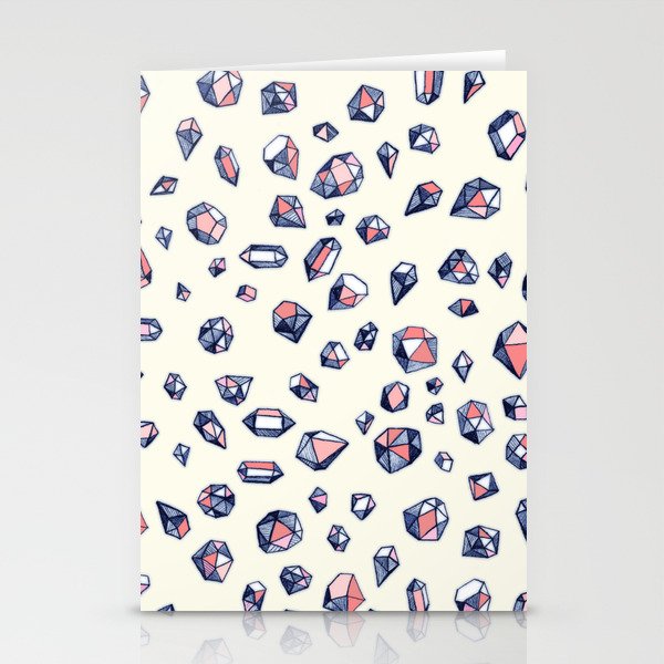Navy & Coral Crystals Stationery Cards