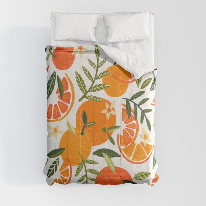 Orange Blooms – White Palette Comforter