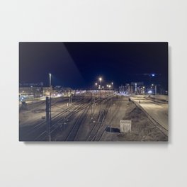 Railroad lights at night Metal Print