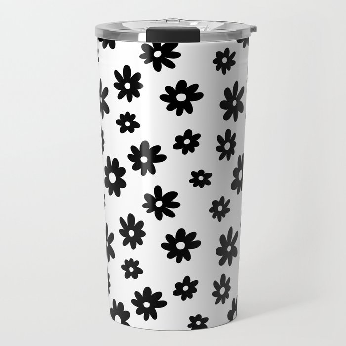 Daisy Pattern (black and white) Travel Mug