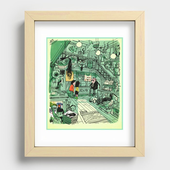 Striking color illustrations and pencil drawings with a dash of vintage Recessed Framed Print
