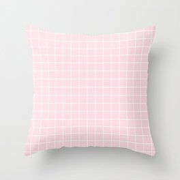 Piggy pink - pink color - White Lines Grid Pattern Throw Pillow