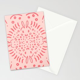 Pink Circular Bunny Rabbit Ears Stationery Cards