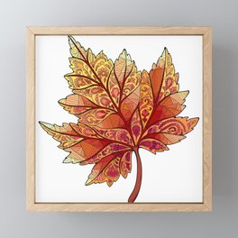 Red Leaf Mandala Framed Mini Art Print