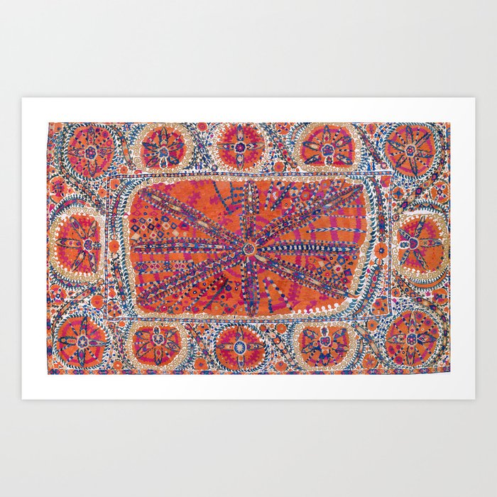 Large Medallion Suzani Uzbekistan Embroidery Print Art Print