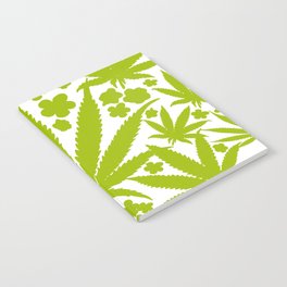 Modern Cannabis And Flowers Green On White Notebook