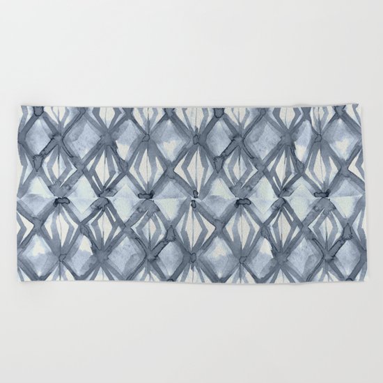 Braided Diamond Indigo Blue on Lunar Gray Beach Towel